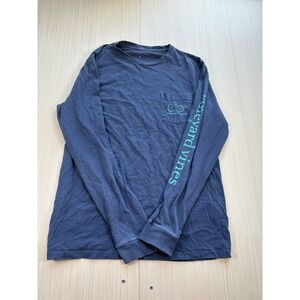 Vineyard Vines Shirt Mens Medium Navy‎ Blue Long Sleeve Logo Crew Neck Pullover